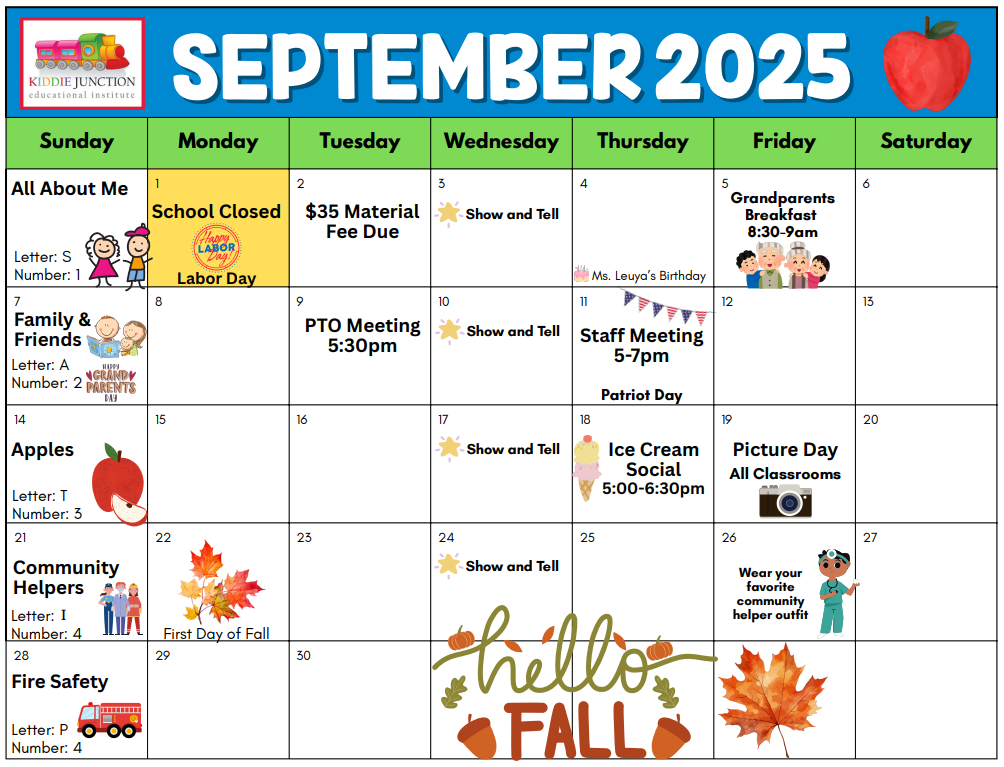 Kiddie Junction Calendar